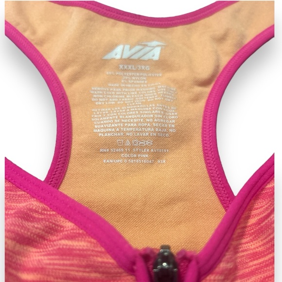 AVIA Pink & Orange Stretch Zip Up Padded Sports Bra in Plus Size 3Xl ๐ธ - Picture 4 of 7